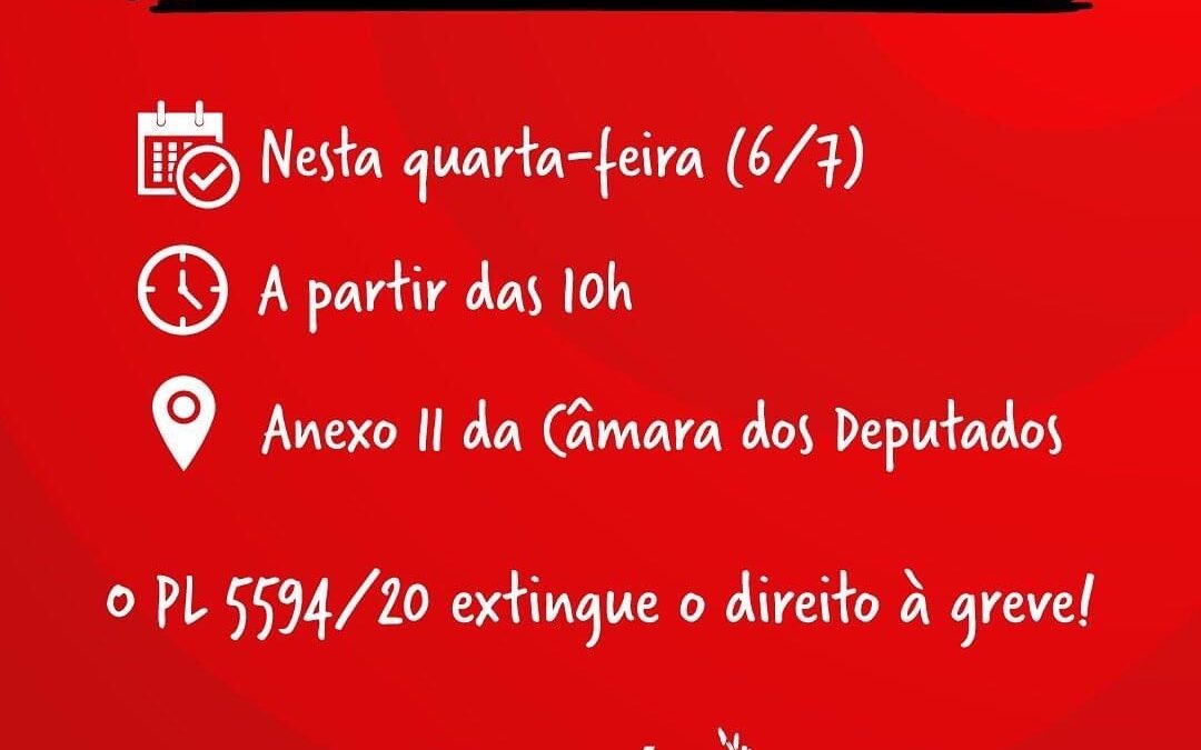 Sinpro protesta contra PL 5594/20, que acaba com o direito de greve