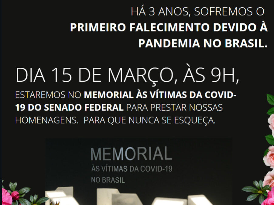 Participe de ato da Avico-DF no Memorial das Vítimas da Covid no Senado, na quarta, dia 15, 9h