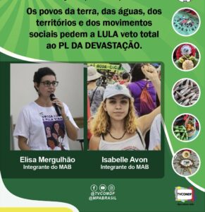 Leia mais sobre o artigo Povos da terra, águas, territórios e movimentos sociais pedem a Lula veto total ao PL de devastação