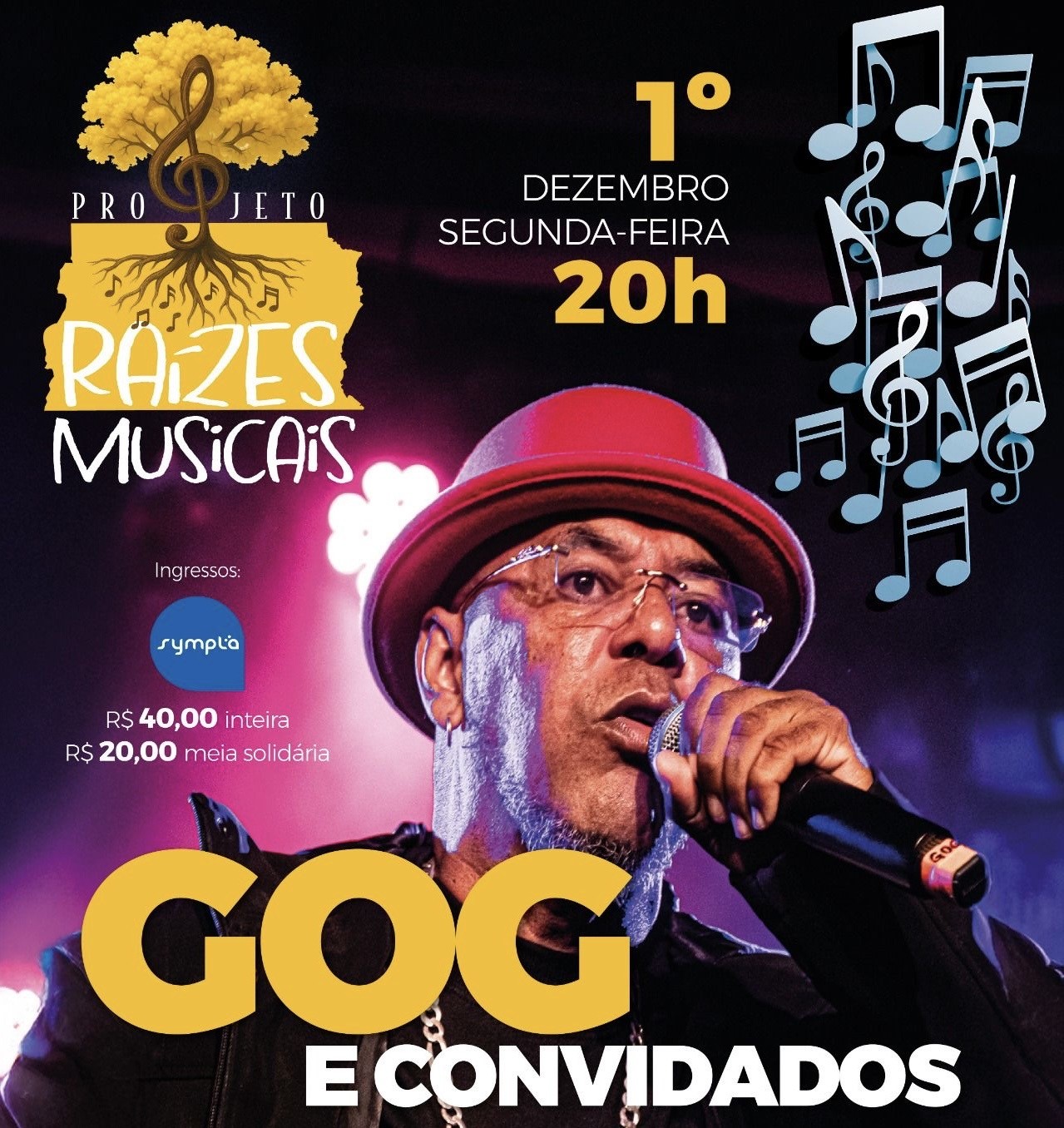 No momento, você está visualizando GOG no Projeto Raízes Musicais – 1º de dezembro, às 20h, no Teatro dos Bancários