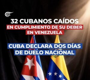 Leia mais sobre o artigo LUTO(A) EM CUBA E VENEZUELA – Estados Unidos matam 32 cubanos e 15 venezuelanos no sequestro de Maduro