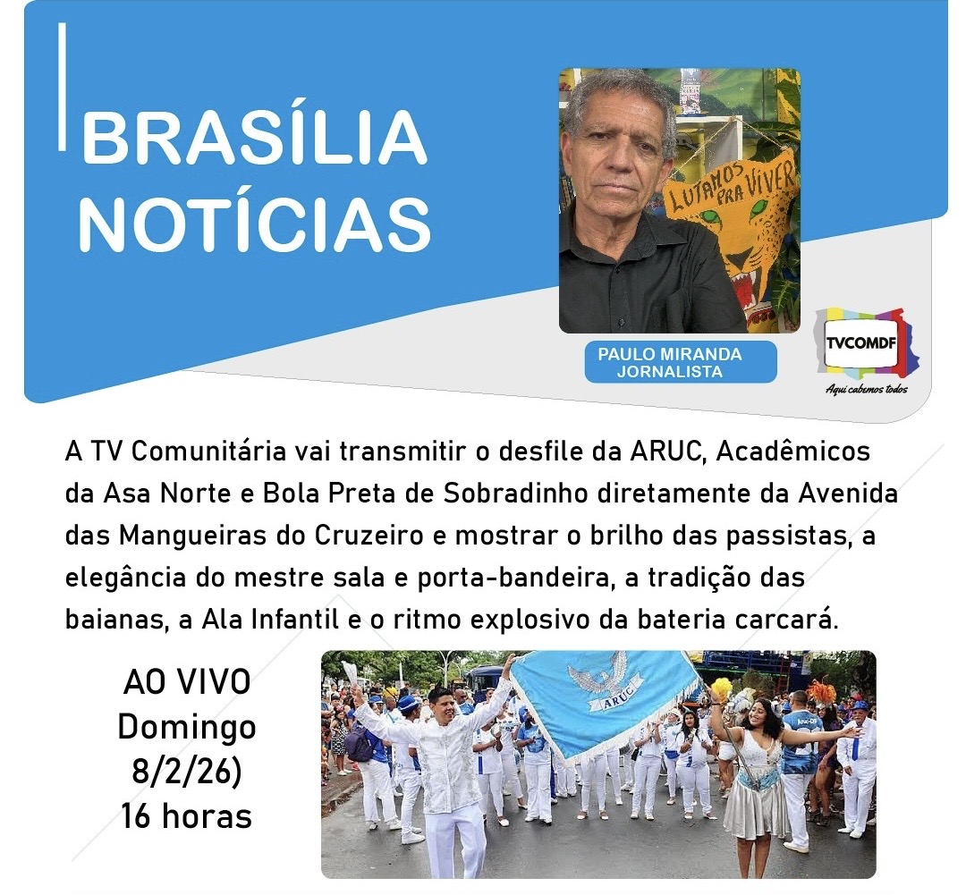 Leia mais sobre o artigo ARUC, Acadêmicos da Asa Norte e Bola Preta de Sobradinho  levam o samba às ruas do Cruzeiro no dia 8, com transmissão ao vivo pela TV Comunitária