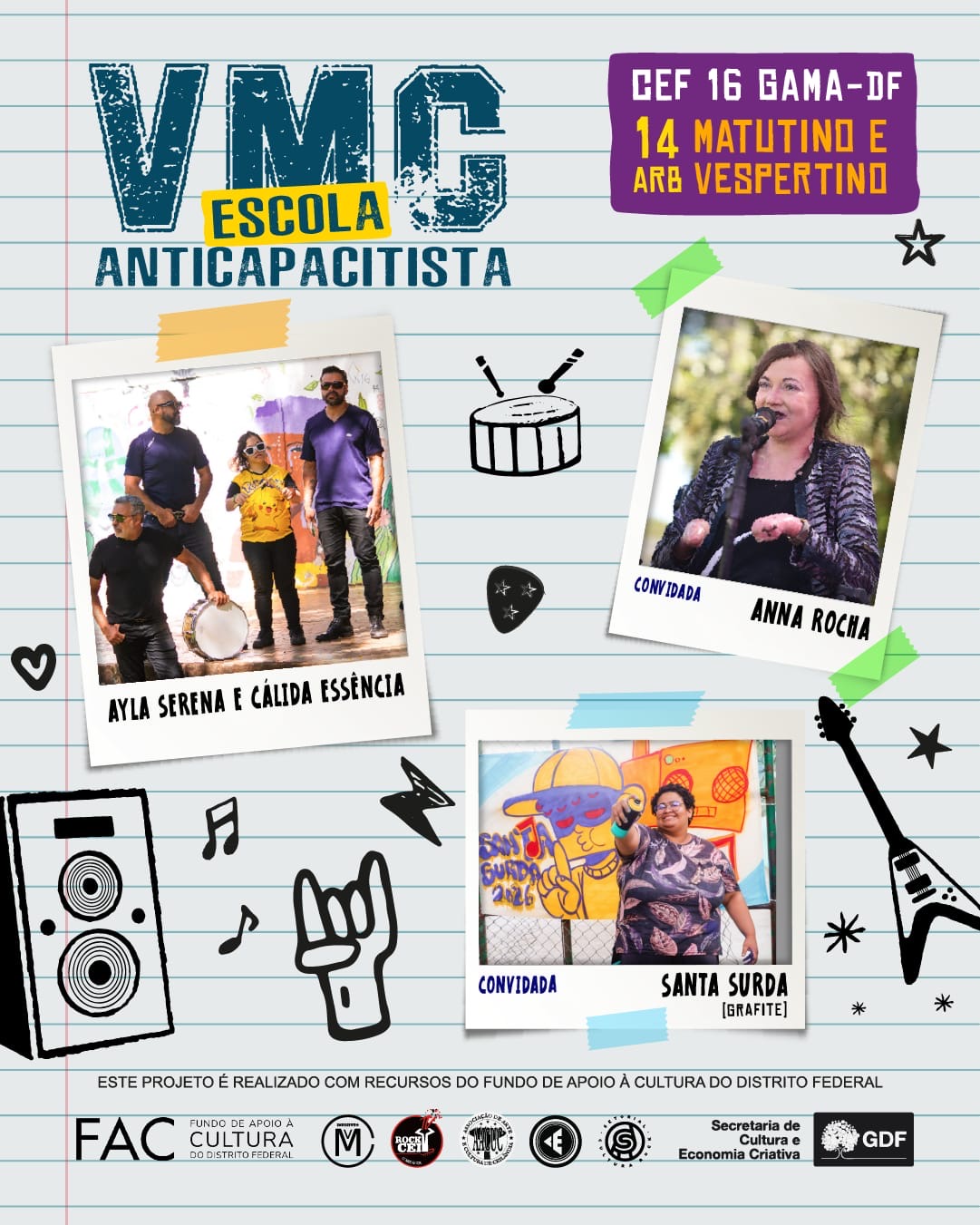 Leia mais sobre o artigo VMC Escola Anticapacitista entra em reta final no Gama com apresentações nos dias 14 e 16 de abril